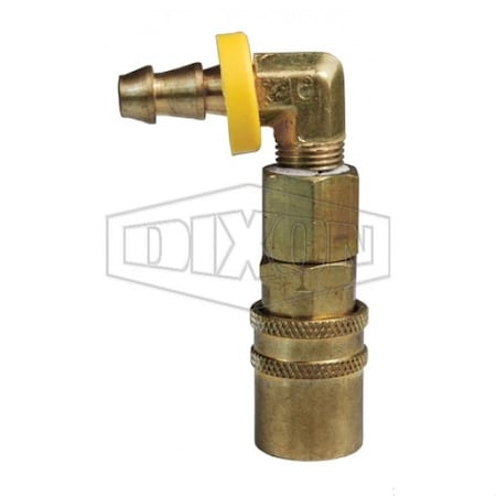 Dixon DQC CM Industrial Mold Interchange Valved Coupler, 1/4 in Nominal, Push-Loc Barb, Brass 2CM9B2-B